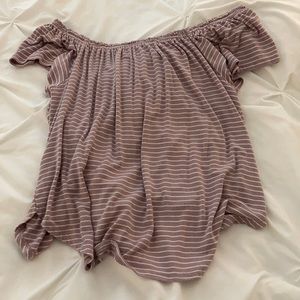 Purple striped off the shoulder top
